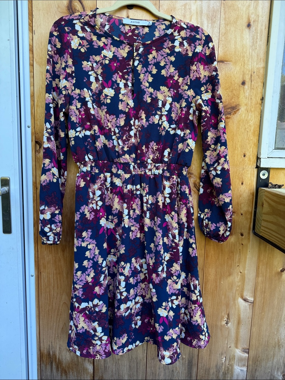 Navy Floral Long Sleeve Dress